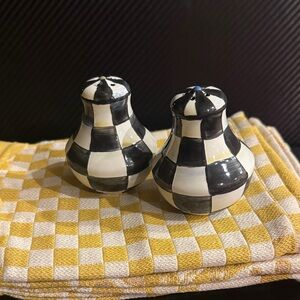 MacKenzie-Childs Black and White Courtly Check Salt and Pepper Shakers
